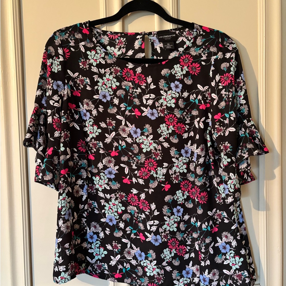 Floral Ruffle Sleeve Blouse